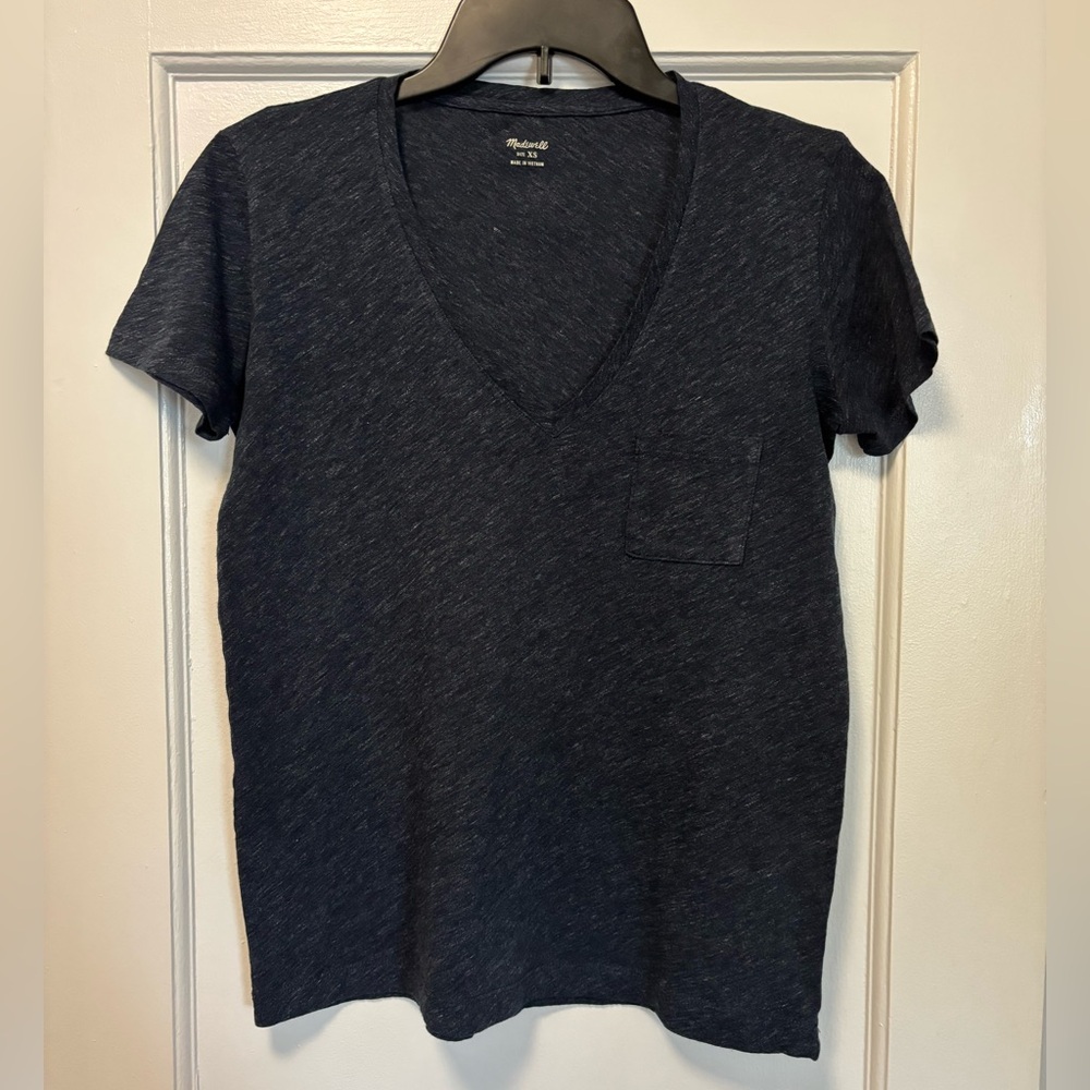 Madewell Heather Navy blue V-Neck Tee